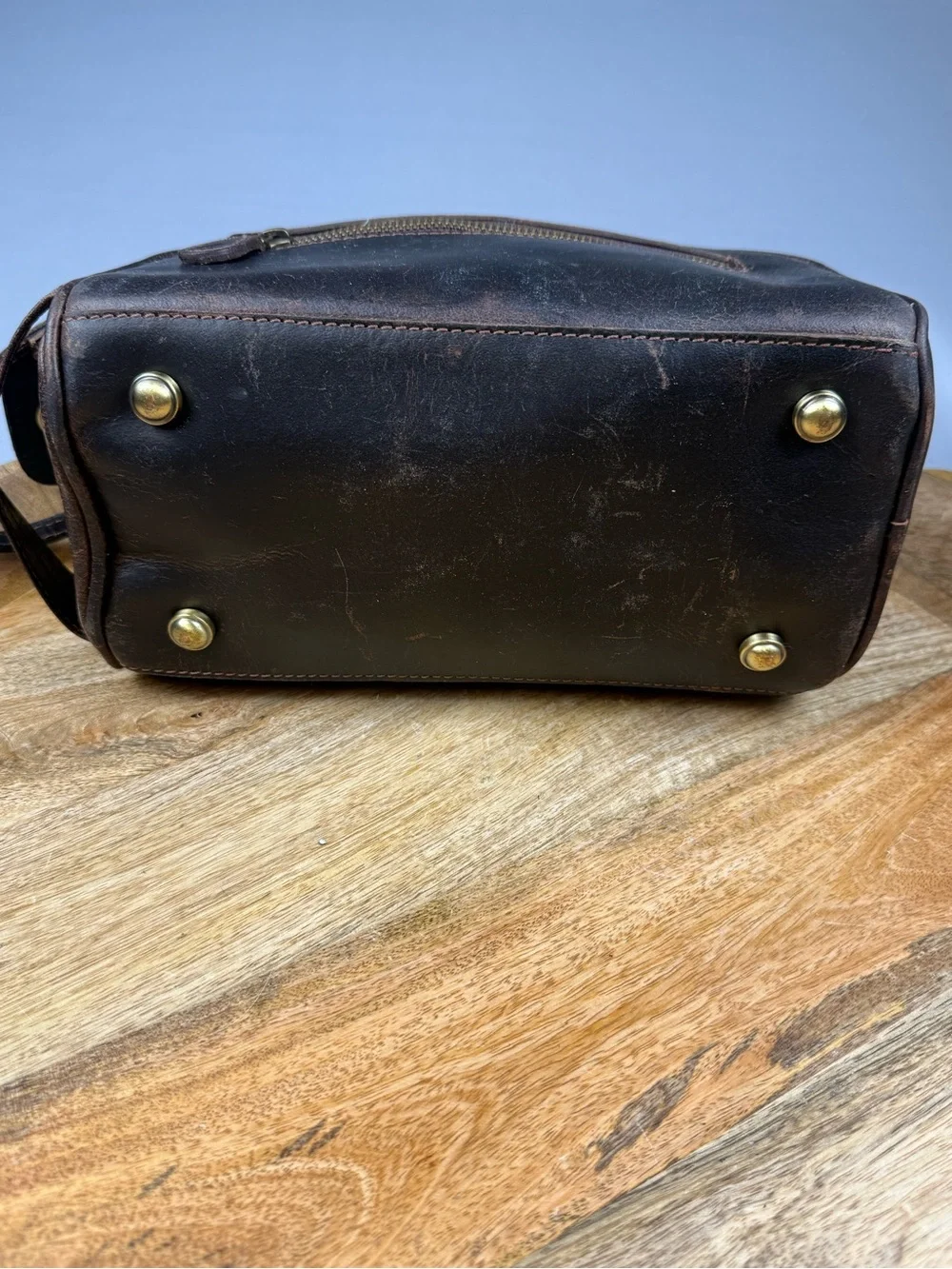 aaron leather goods rugged brown
